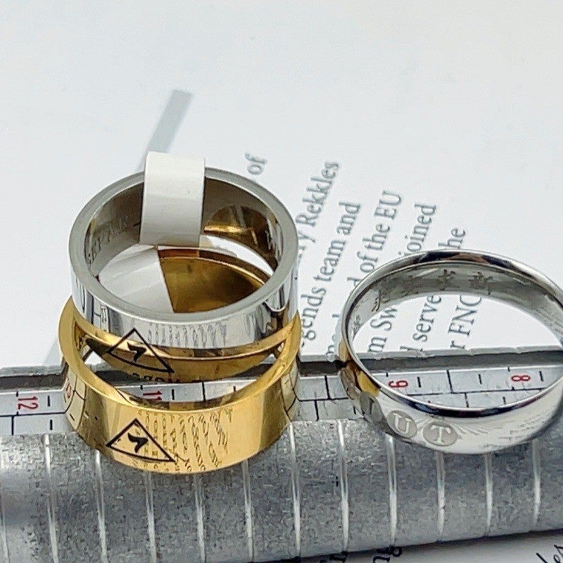 8Mm Stainless Steel Masonic Triangle Logo Men'S Ring Masonic Logo Corrosion Ring - Image 3